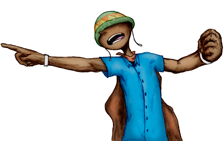 Captain Y pointing for Cartoon Crash